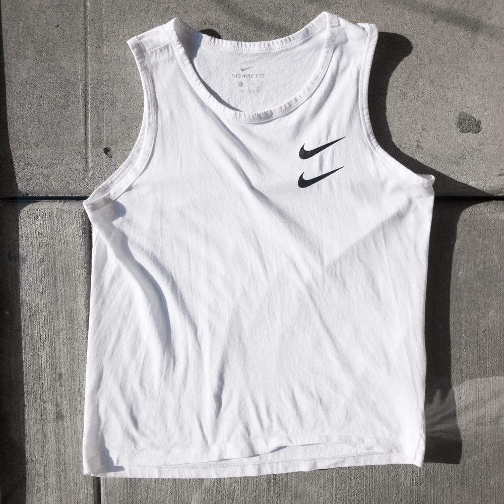 White The Nike Tee Tank Top Double Swish Adult Medium